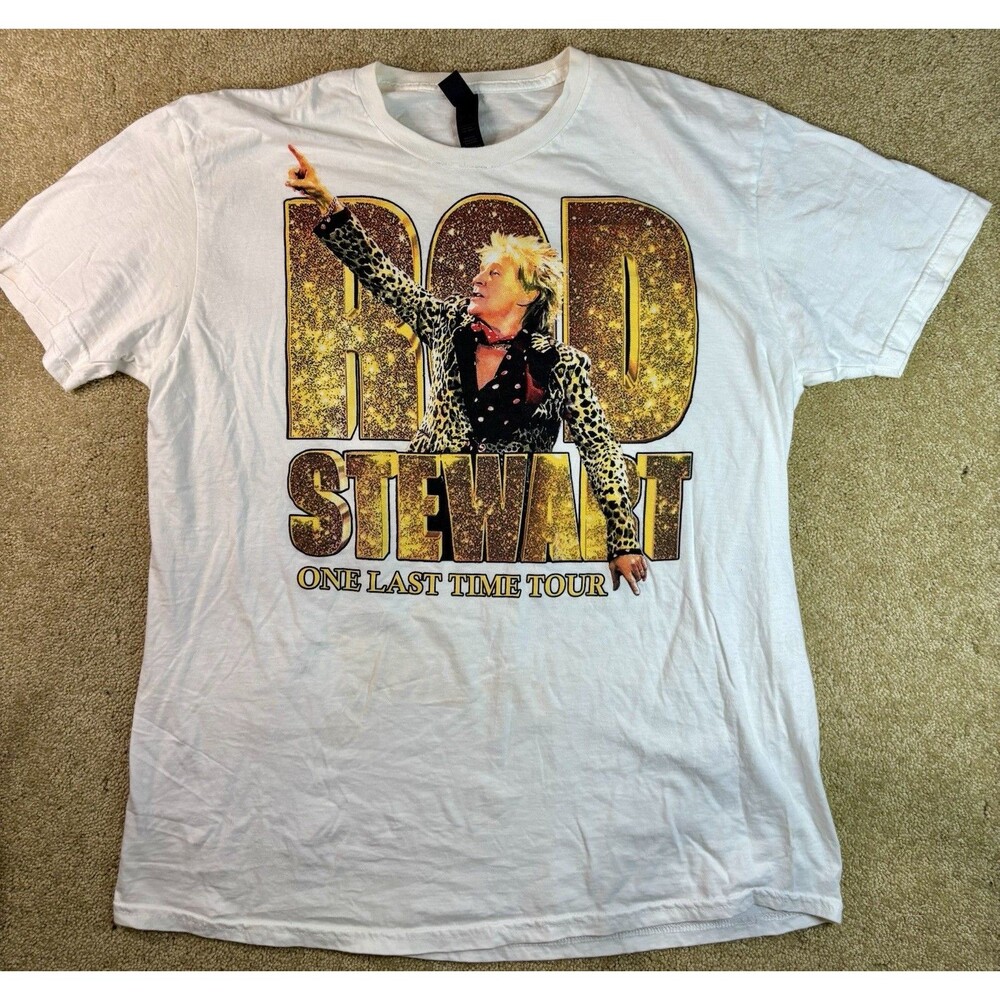 Rod Stewart One Last Time Tour Men’s T Shirt White 2025 Concert XL
